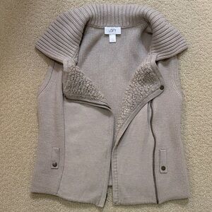 Women’s Ann Taylor Loft Taupe Wool-Trim Knit Vest Size XS